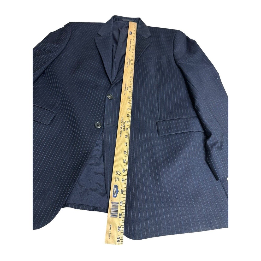 Lauren Ralph Lauren Men's 46L Navy Blue Striped 100% Wool 2 Button Blazer Jacket - Picture 4 of 10